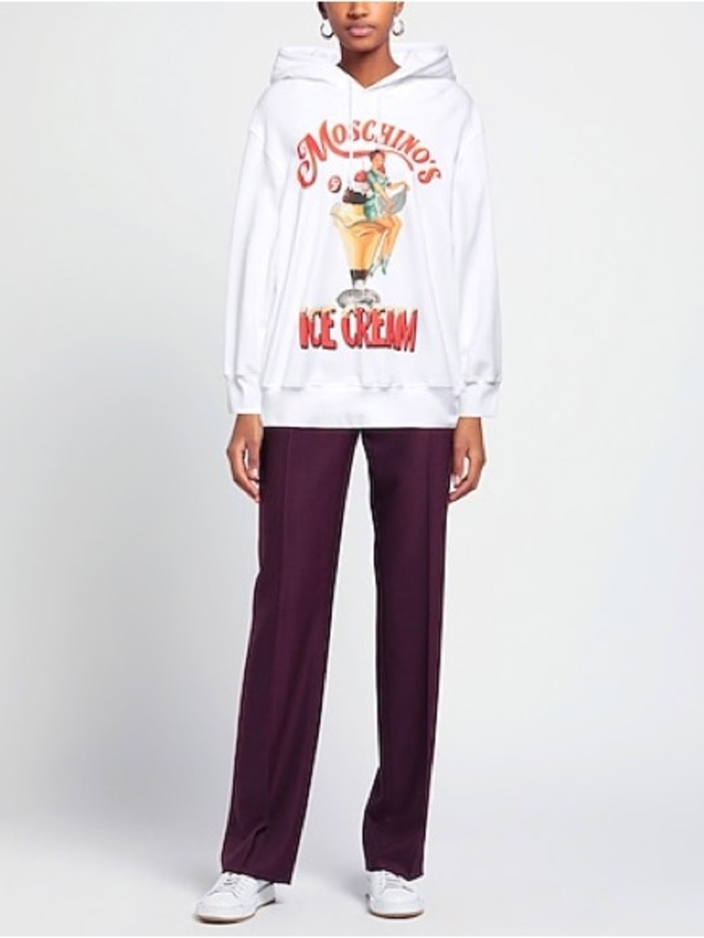 Moschino Women's White Graphic Hoodie
